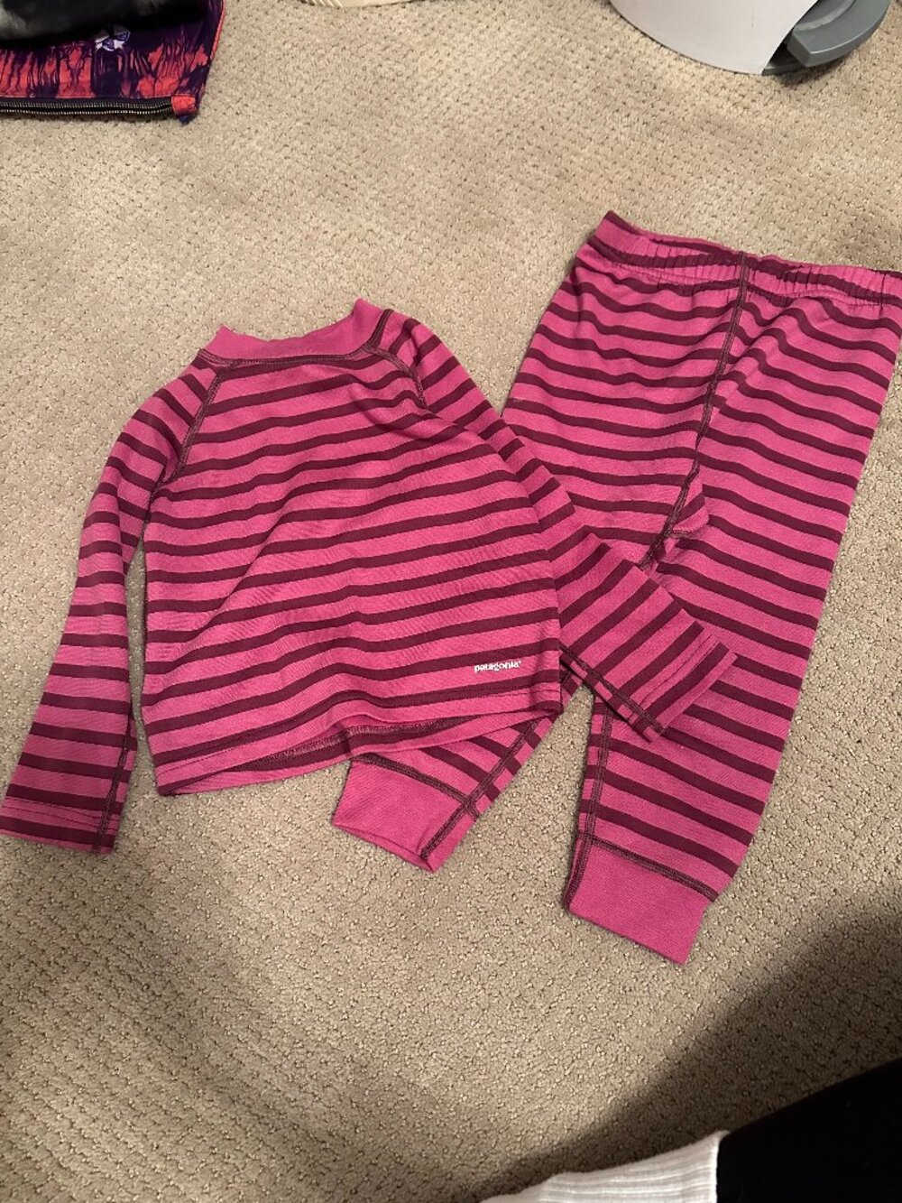 Patagonia Capilene 3 Base Layer Set Girls 3T Pink Purple Stripe